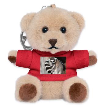 Lemur mit goldenen Augen und gestreiftem Schwanz - Teddy Schlüsselanhänger - Rot - Vorne
