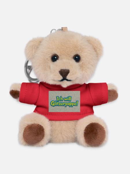 I want glitter cardboard! - Teddy Keyring - red
