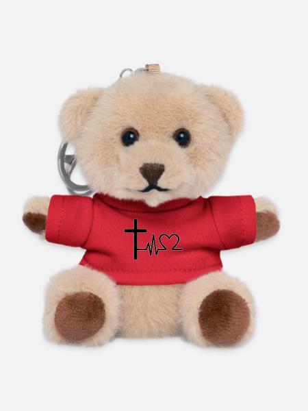 Jesus Cross Heartbeat – Christian ECG Design - Teddy Keyring - red