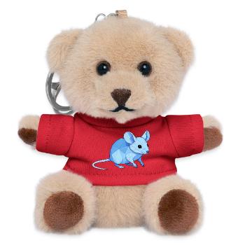 Blue Low-Poly Mouse - Teddy Keyring - red - Front