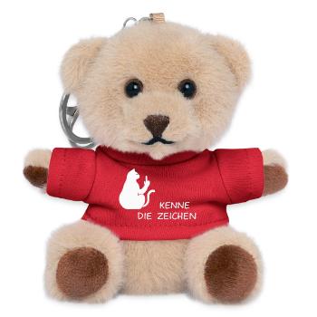 Cat Cats Cat Kitten Kitty Middle Finger - Teddy Keyring - red - Front