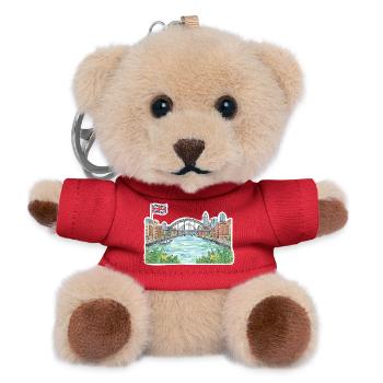Newcastle Skyline, Tyne Bridge, Salbei, Gateshead, Kunst - Teddy Schlüsselanhänger - Rot - Vorne