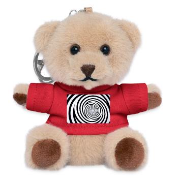 Hypnotic Spiral Monochrome - Teddy Keyring - red - Front