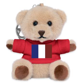 Drapeau de la France - Porte-clés ourson - rouge - Devant