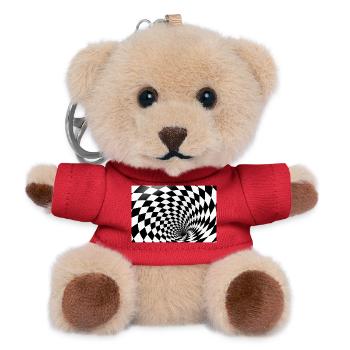 Hypnotic Checkerboard Spiral - Teddy Keyring - red - Front