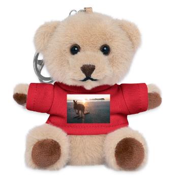 Känguru am Strand im Sonnenaufgang - Teddy Schlüsselanhänger - Rot - Vorne