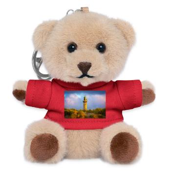 Leuchtturm Warnemünde am Abend - Teddy Schlüsselanhänger - Rot - Vorne
