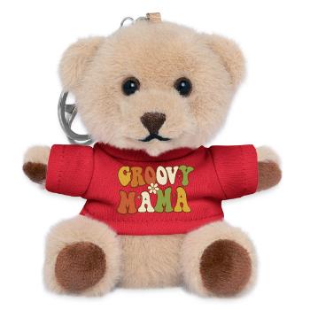 Typographie des fleurs rétro Groovy Mama - Porte-clés ourson - rouge - Devant