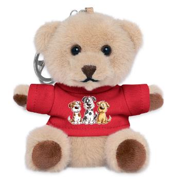 Drolliges Hunde Team Cartoon Hundefan Geschenk - Teddy Schlüsselanhänger - Rot - Vorne