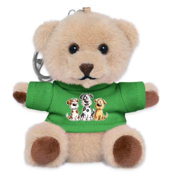 Drolliges Hunde Team Cartoon Hundefan Geschenk - Teddy Schlüsselanhänger - Grün - Vorne