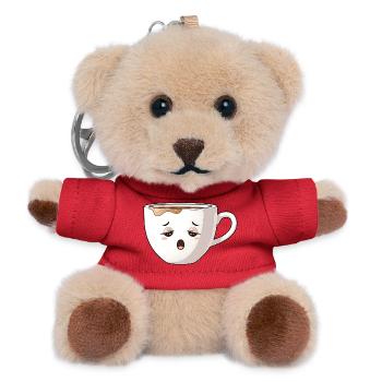 Tired Coffee Mug Cute Coffee Motif Kawaii - Teddy Keyring - red - Front