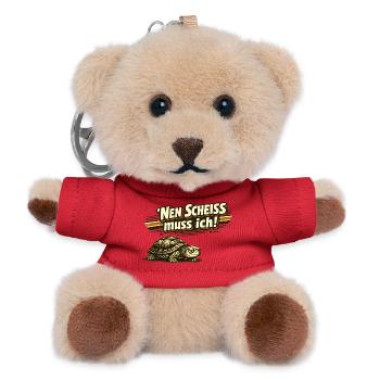 Nen Scheiß muss ich Schildkröte Retro - Teddy Schlüsselanhänger - Rot - Vorne