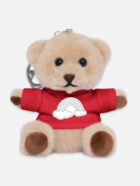 Minimalist rainbow on clouds - Teddy Keyring - red