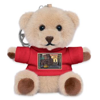 Glasgow Vintage-Straßenszene - Teddy Schlüsselanhänger - Rot - Vorne