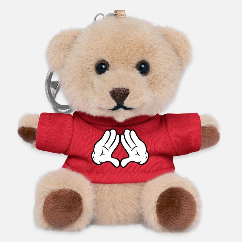 Comic Style Hands Diamond Pyramid Triangle Diamond - Teddy Keyring - red