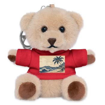 Fuji Coastal Woodcut Palm Beach - Teddy Keyring - red - Front