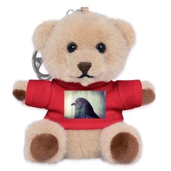 Pigeon portrait with iridescent neck coloration - Teddy Keyring - red - Front