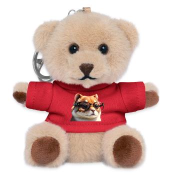 Brillentragende Katze - Teddy Schlüsselanhänger - Rot - Vorne