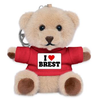 Ich liebe Brest J'aime Brest: Herz und Stadt - Teddy Schlüsselanhänger - Rot - Vorne