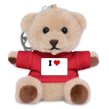 Ich liebe: Ich mag es, personalisiert zu sein - Teddy Schlüsselanhänger - Rot - Vorne