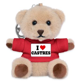 Ich liebe Castres, ich liebe Castres – Souvenir-Geschenk - Teddy Schlüsselanhänger - Rot - Vorne