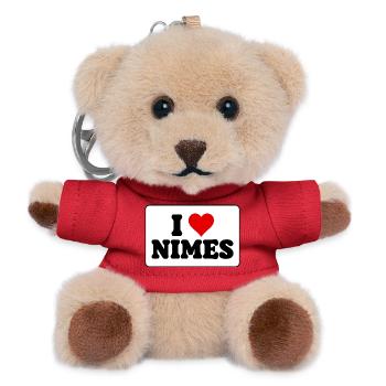 Ich liebe Nîmes, J'aime Nîmes - Amour ville - Teddy Schlüsselanhänger - Rot - Vorne