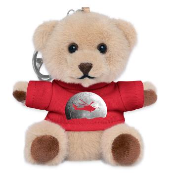 Hubschrauber Mond Geschenkidee - Teddy Schlüsselanhänger - Rot - Vorne