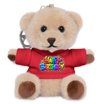 Alles Gute zum Geburtstag Rainbow Bubble: Wow-Effekt! - Teddy Schlüsselanhänger - Rot - Vorne