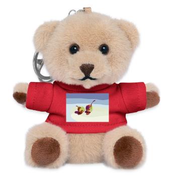 Bunte Birnen auf einer Strandlandschaft - Teddy Schlüsselanhänger - Rot - Vorne