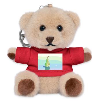 Stift auf pastellfarbener Oberfläche - Teddy Schlüsselanhänger - Rot - Vorne