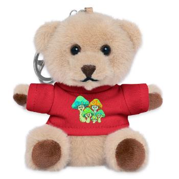 Lebendige psychedelische Pilzfamilie - Teddy Schlüsselanhänger - Rot - Vorne