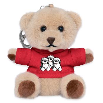 " Bobbie Bobtail "- Old English Sheepdog - Cartoon - Teddy Keyring - red - Front