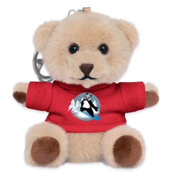 cool panda bear snowboarding in the mountains - Teddy Keyring - red - Front