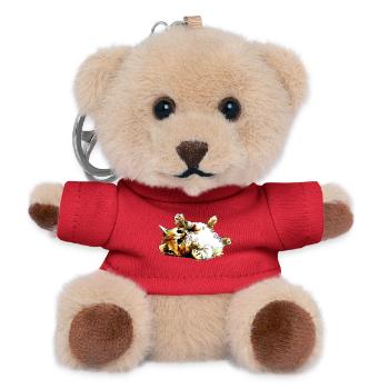 Süße liegende Katze - Teddy Schlüsselanhänger - Rot - Vorne
