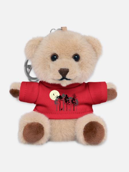 Mystische Nachtwald-Silhouette - Teddy Schlüsselanhänger - Rot