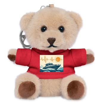 Maritime Sonnenuntergang mit Motorboot - Teddy Schlüsselanhänger - Rot - Vorne