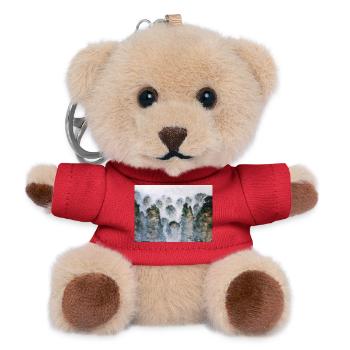 Mystischer Wald Thailnad Gebirge Aquarelle - Teddy Schlüsselanhänger - Rot - Vorne