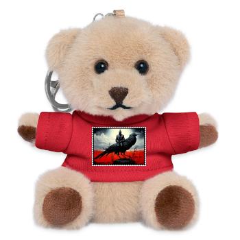 Dunkler Rabe Reiter mit Helm rote Wüstenlandschaft - Teddy Schlüsselanhänger - Rot - Vorne