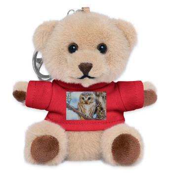 Forest Owl Portrait Watercolor - Teddy Keyring - red - Front