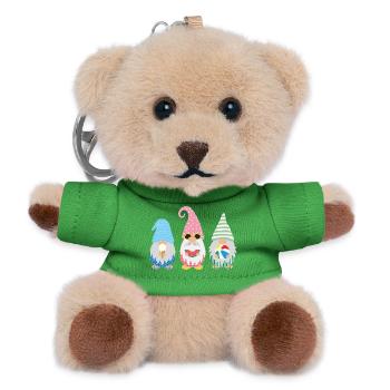 Cheerful Garden Gnome Trio Summer Mix - Teddy Keyring - green - Front