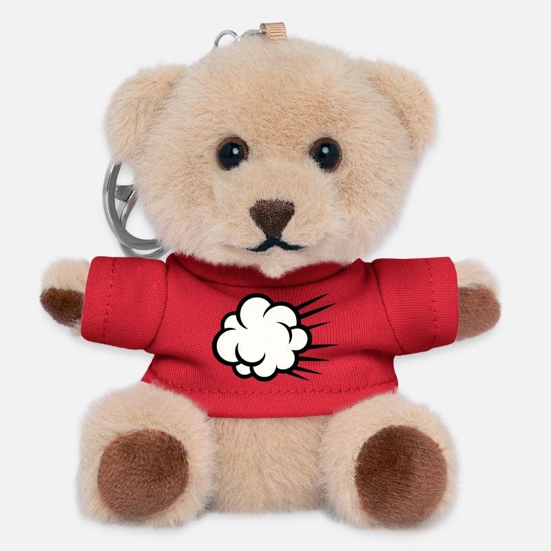 Cloud Burst Cartoon - Teddy Keyring - red