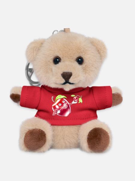 Funny Eat A Red Apple Fruit Cartoon Character - Teddy Keyring - red