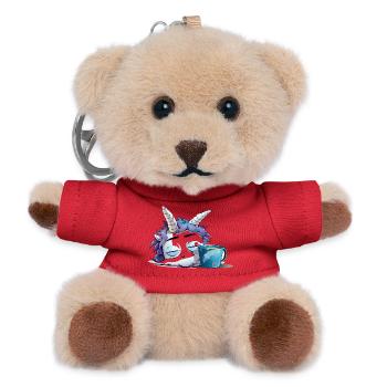 Sleeping unicorn and coffee mug - Teddy Keyring - red - Front