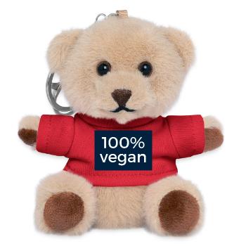 100% vegan - design in blue and white - Teddy Keyring - red - Front