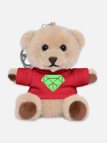 Grüner Diamant Geometrie - Teddy Schlüsselanhänger - Rot