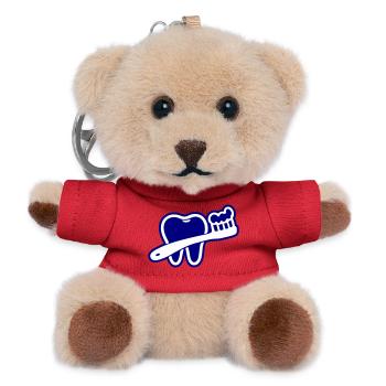 Zahn mit Zahnbürste Symbol Blau - Teddy Schlüsselanhänger - Rot - Vorne