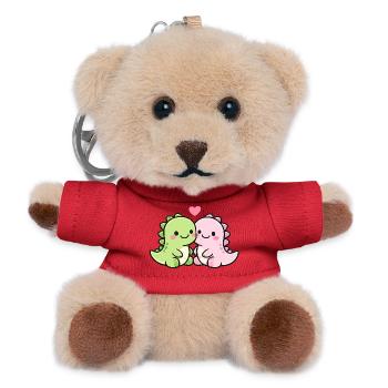 Süße Dino Freunde - Teddy Schlüsselanhänger - Rot - Vorne