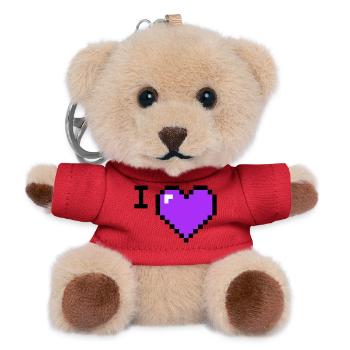 I Love Heart Placeholder Text - Teddy Keyring - red - Front