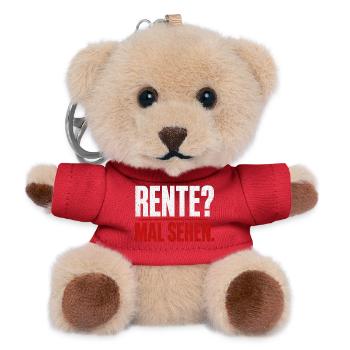 Rente? Mal Sehen – Kontrast-Typo - Teddy Schlüsselanhänger - Rot - Vorne