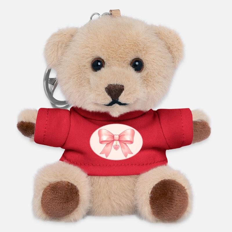 Pink bow with heart pendant Bichon&Bear Studio - Teddy Keyring - red